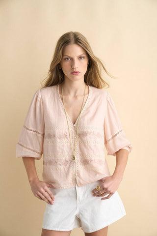 Kala Embroidered Blouse - Soft Pink