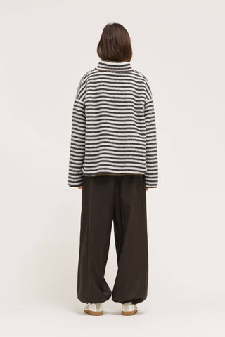 Cocoa Stripe Fleece Jacket