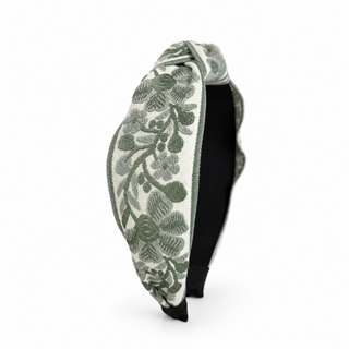French Floral Woven Headband – Embroidered Texture