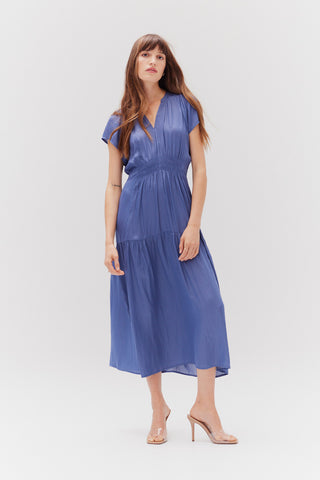 Ruffle Satin Midi Dress