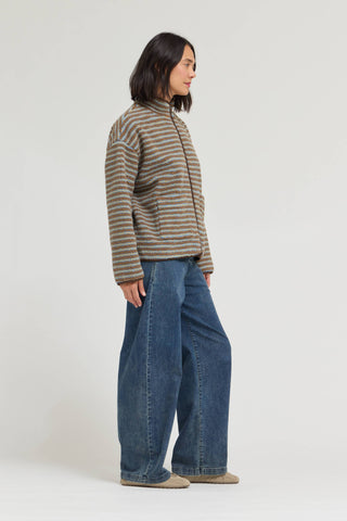 Cocoa Stripe Fleece Jacket