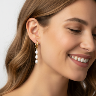 Lustrous Cascade Pearl Hoop Earrings