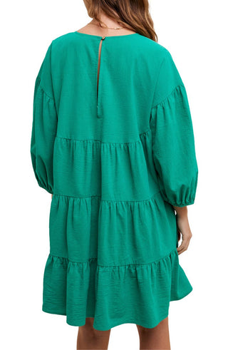 The Louise Cotton Tiered Dress teal / Medium