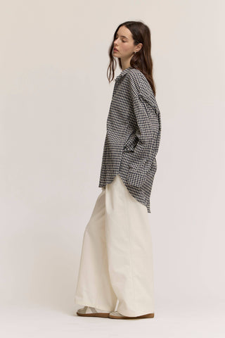 42192BG - STRIPE OVERSIZE GINGHAM SHIRT