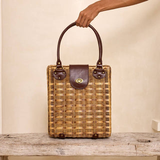The Twist Lock Rattan Handbag