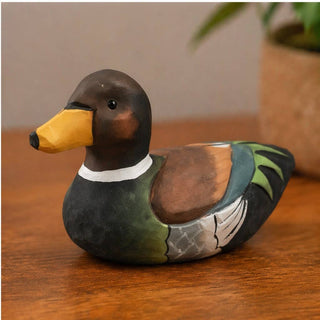 Hand-Painted Carved Basswood Duck Figurine