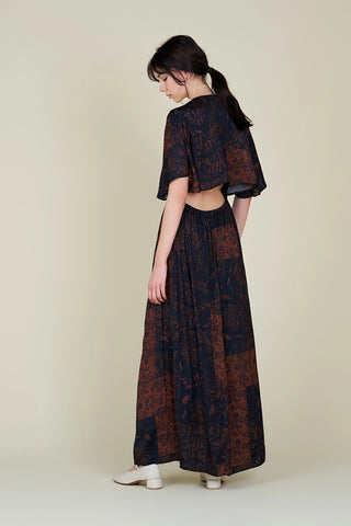 Maeve Open Back Satin Maxi Dress