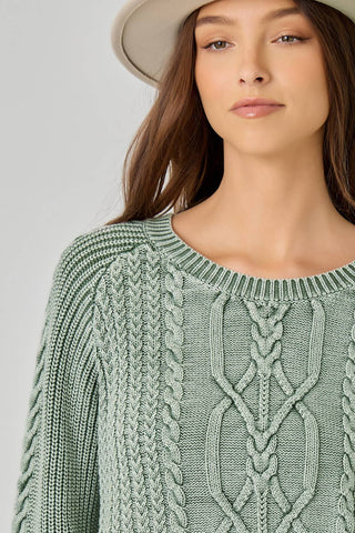 Meadowbrook Washed Cable Knit Sweater