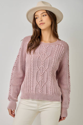 Meadowbrook Washed Cable Knit Sweater