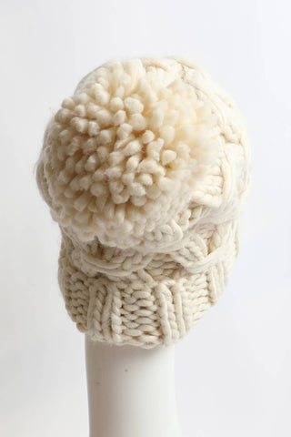 Alpine Oversized Cable Knit Pom Beanie