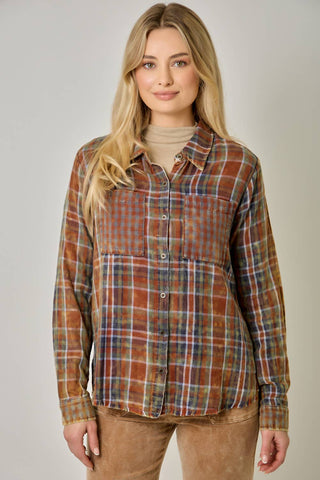 Hearthstone Washed Plaid Fringe Shirt