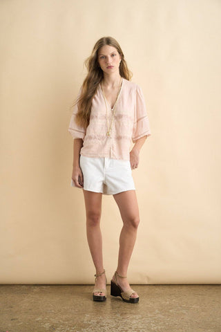 Kala Embroidered Blouse - Soft Pink