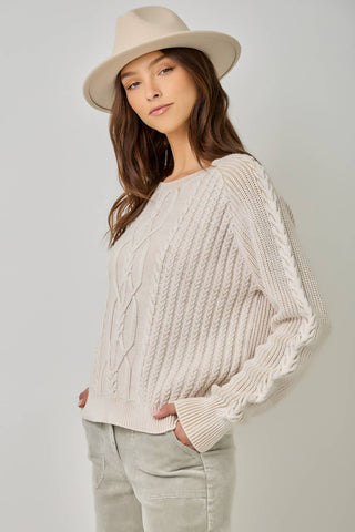 Meadowbrook Washed Cable Knit Sweater