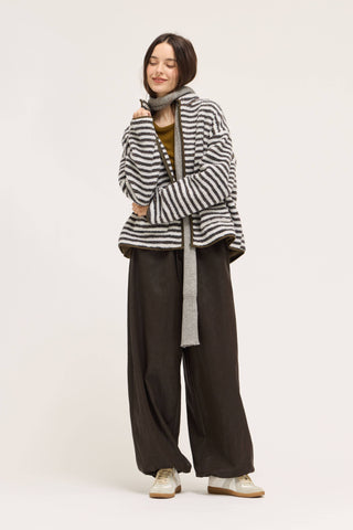 Cocoa Stripe Fleece Jacket