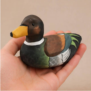 Hand-Painted Carved Basswood Duck Figurine