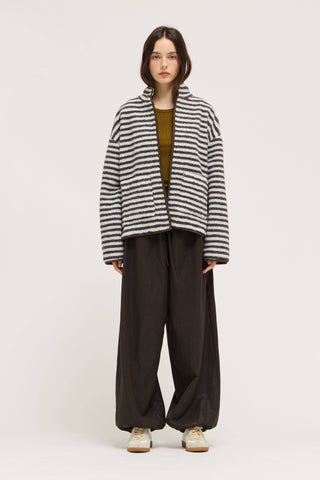 Cocoa Stripe Fleece Jacket