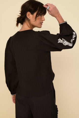 Leonor Embroidered Linen Blouse