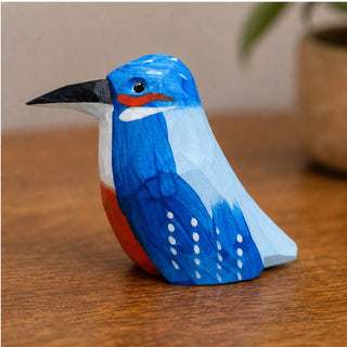 Hand-carved, hand-painted Kingfisher Figurine