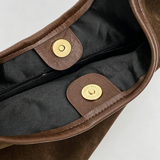 Saddle Faux Suede Slouch Hobo Bag