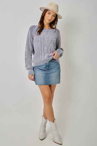 Meadowbrook Washed Cable Knit Sweater