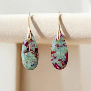 Rosy Reef Jasper Teardrop Earrings