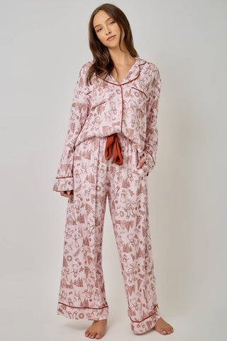 Gingerbread Toile Pajama Pants