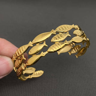 18K Gold Plated Fish Cuff Bracelet