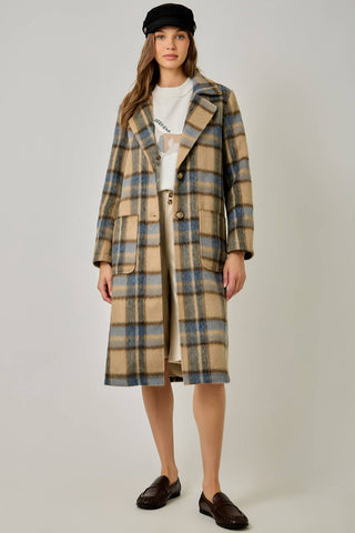 Midnight Moor Brushed Plaid Long Coat