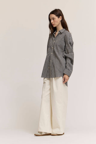 42192BG - STRIPE OVERSIZE GINGHAM SHIRT