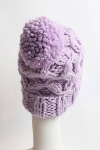 Alpine Oversized Cable Knit Pom Beanie