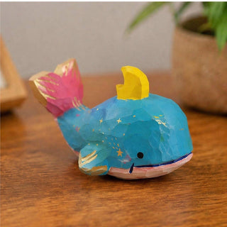 Hand-Carved Basswood Whale Figurine