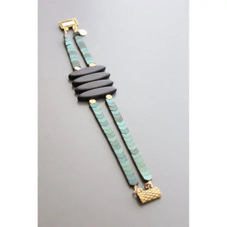 Green Hematite & Brass Bracelet