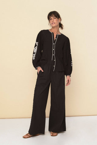 Leonor Embroidered Linen Blouse