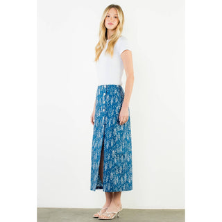 The Side Button Fish Pattern Skirt