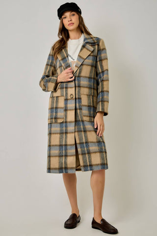 Midnight Moor Brushed Plaid Long Coat