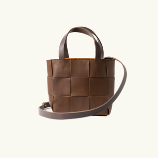 Woven Full-Grain Leather Mini Tote Bag