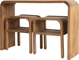 Modern Waterfall Edge Mango Wood Console Table and 2 Nesting End Tables