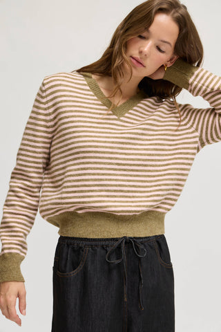 Goldfinch Striped V-Neck Sweater