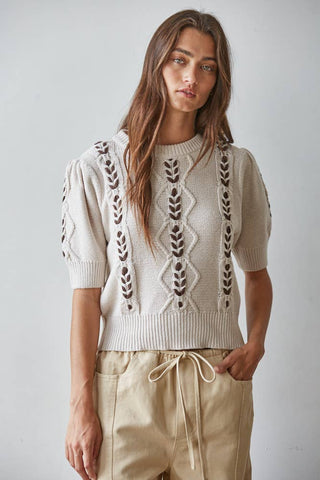 The Contrast Stitch Knit Pullover