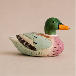 Hand-Painted Carved Basswood Duck Figurine