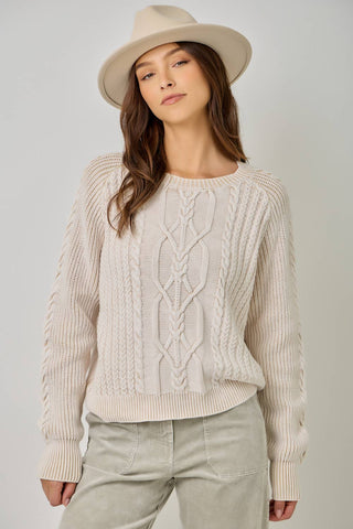 Meadowbrook Washed Cable Knit Sweater