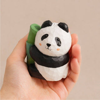 Hand-Carved Basswood Panda Figurine