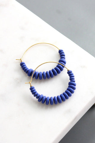 Cobalt Plated Hematite Hoop Earrings