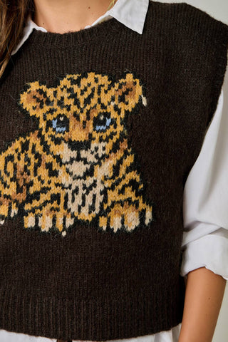 Cocoa Cub Leopard Mohair Vest