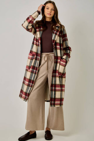 Midnight Moor Brushed Plaid Long Coat