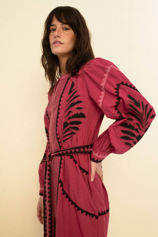 Susan Embroidered Dress with Belt and Pockets