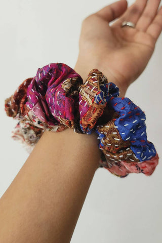 Silk Kantha Scrunchies