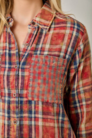 Hearthstone Washed Plaid Fringe Shirt