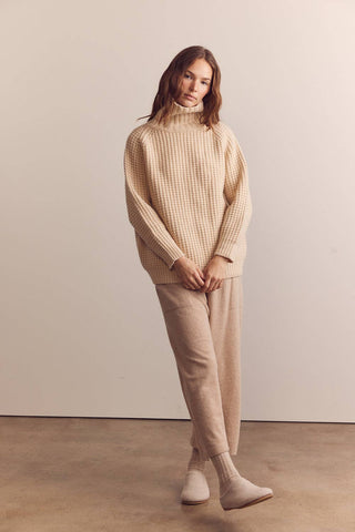 Wool turtleneck waffle sweater