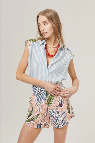 Menara Linen Shirt with Contrast